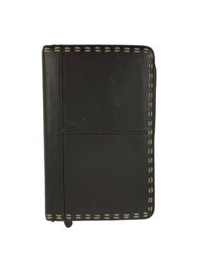 Genuine Leather Black 40 CD/DVD Storage Binder Contrast Stitching Zip Closure